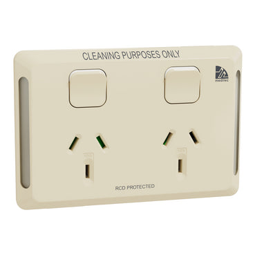 Medilec Sw Socket Dbl 10A Horiz Antibacterial Beige(Cleaner)