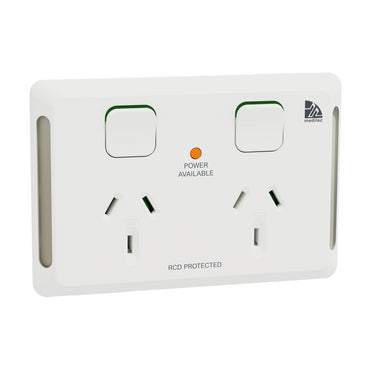 Medilec Sw Socket Dbl 10A RCD protected Horiz White