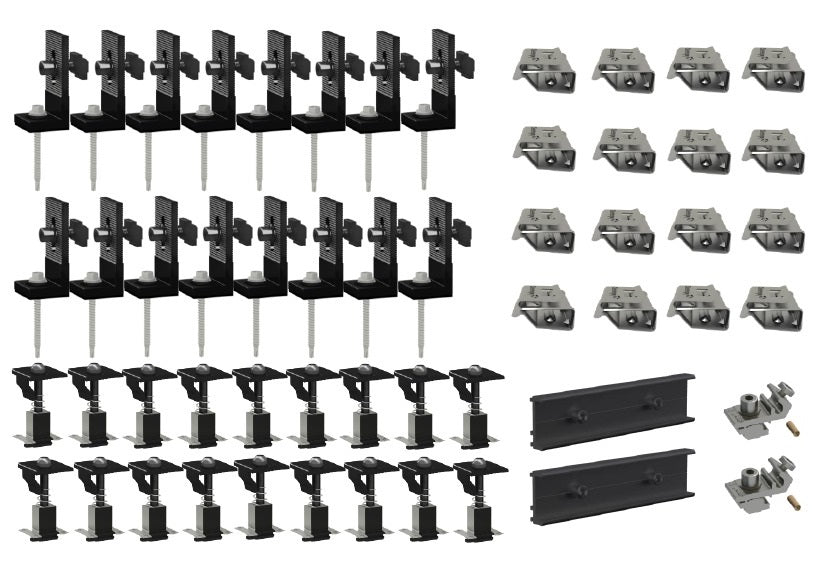 Tin Roof Kit 8 x Panel 30-46mm Clamp C5 Screw Black