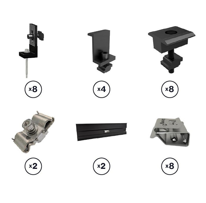 Kit 4 x Panel 30mm Clamps and C5 Screws Black