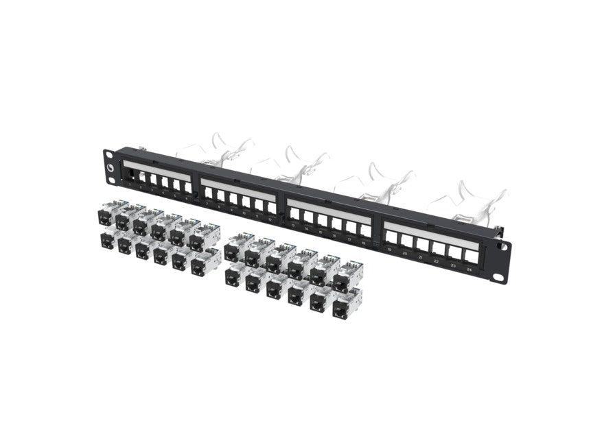 Patch Panel Netconnect Cat6a 24Port F/UTP Flush Fully Loaded