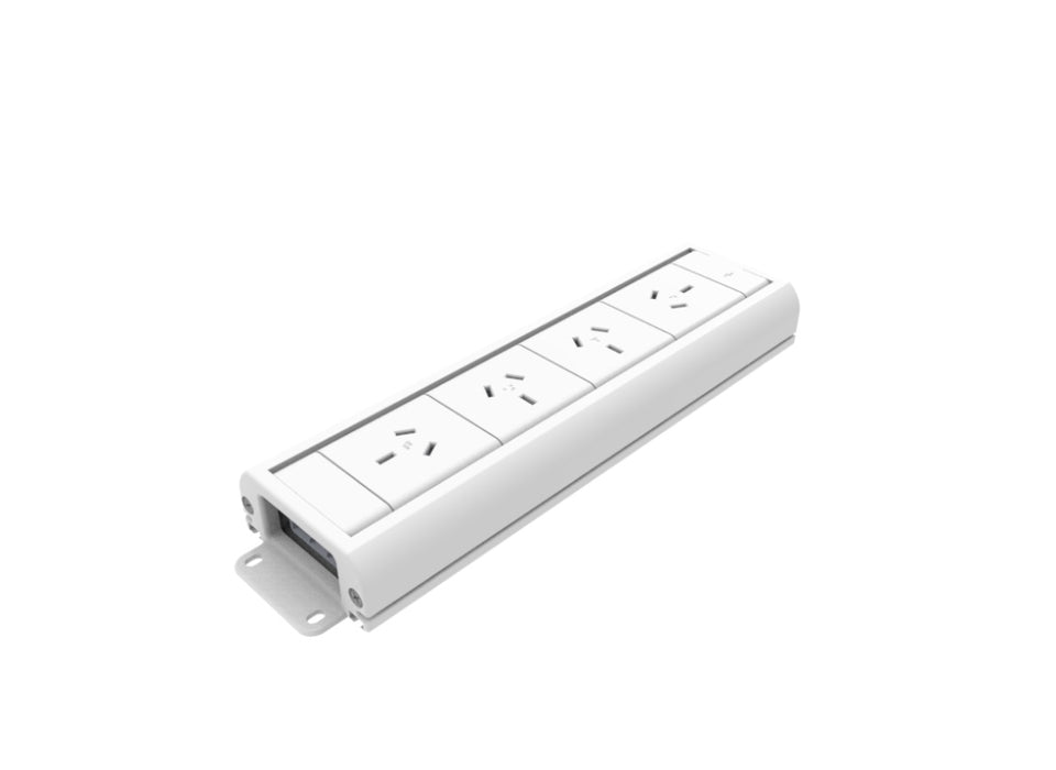 Alpha Below Desk Module 4x Switched Socket White