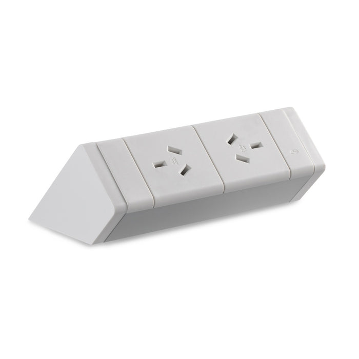 Athena Power Rail 2x Auto Sw Socket & Lead & Clamp Wh