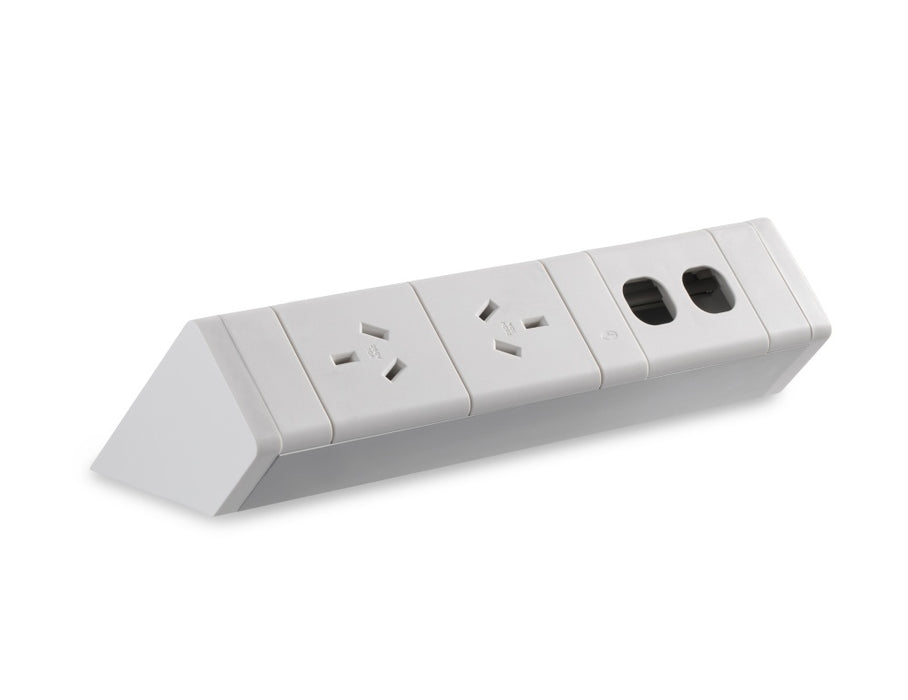 Athena Pwr Rail 2x Sw Socket & 2x Data (No Jack) Lead Wh