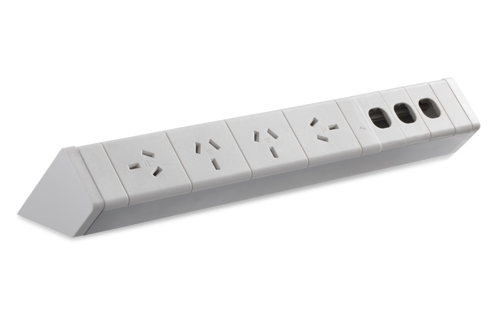 Athena Pwr Rail 4x Sw Socket & 3x Data (No Jack) Lead Wh