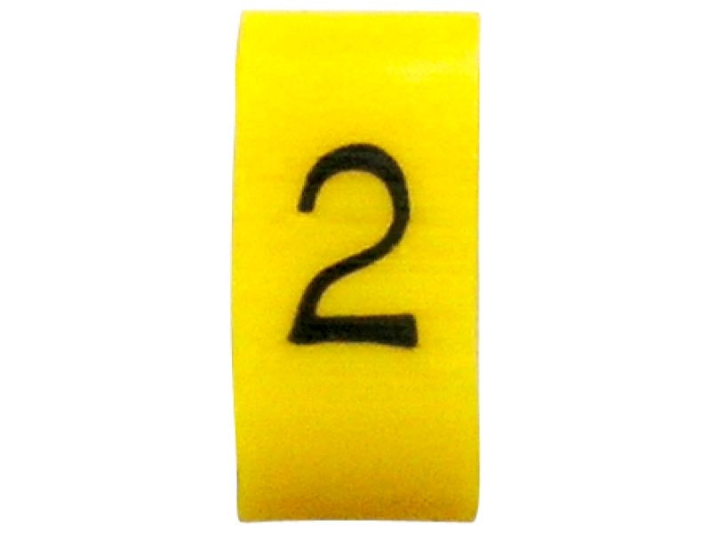 K65 Cable Marker No2 Black/Yellow (Pkt 100)