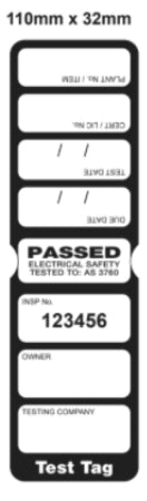 Test Tag Heavy Duty Yearly Black 100pk with Pen