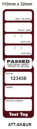 Test Tag Heavy Duty 5-Yearly Burgundy 100pk with Pen
