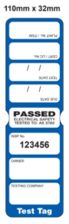 Test Tag Heavy Duty Jul - SepP Blue 100pk with Pen