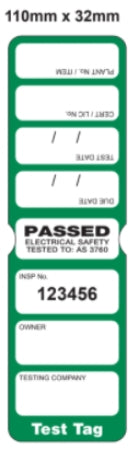 Test Tag Heavy Duty Apr - Jun Green 100pk with Pen