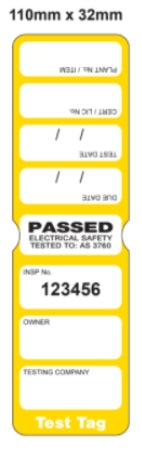 Test Tag Heavy Duty Oct - Dec Yellow 100pk with Pen