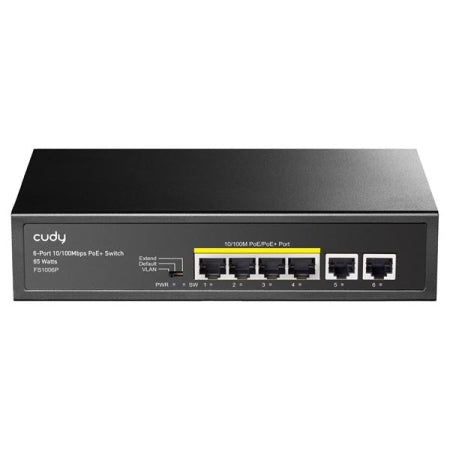 Desktop Switch 6-Port 10/100M Unmanaged PoE+ 60W Metal