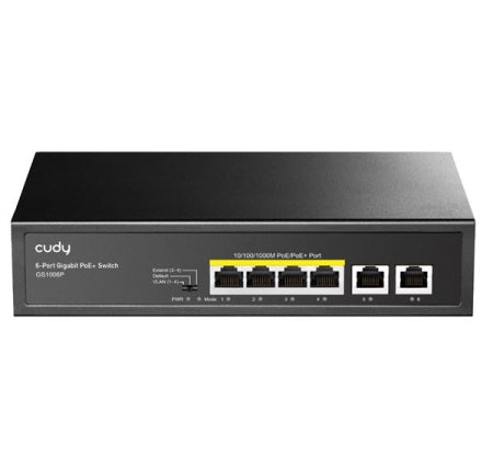 Desktop Switch 6-Port Gigabit Unmanaged PoE+ 65W Metal