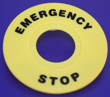 22mm Warning Legend EMERGENCY STOP 60mm