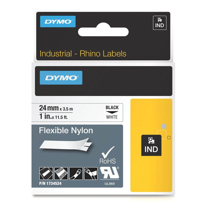 Rhino Flexible Nylon Label Tape White 24mm x 3.5mm