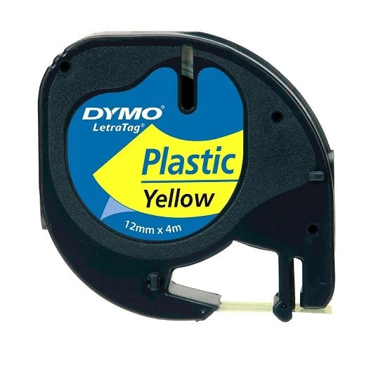 LetraTag Label Tape Plastic 12mm x 4m Yellow