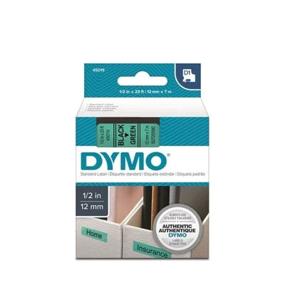 Tape D1 12mm Black/Green (7m)