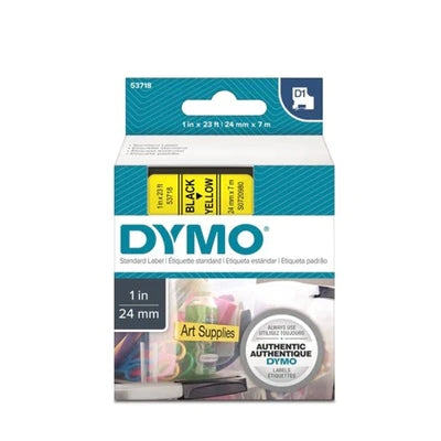 Tape D1 24mm Black/Yellow (7m)