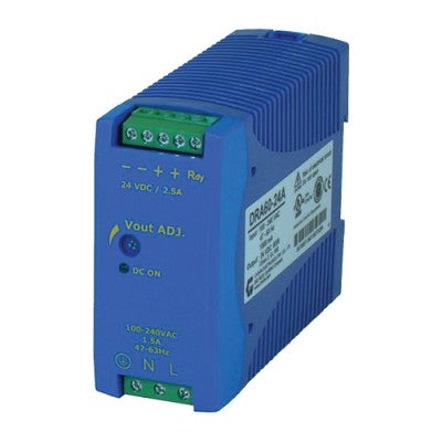 Power Supply 2.5A In 100-240VAC Out 24VDC 60W Din Mnt