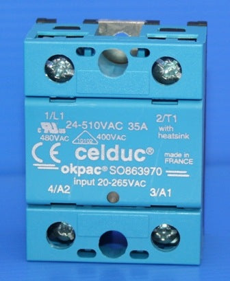 Celduc SSR 1P 24-510VAC 35A Control 20-265V AC/DC with Cover