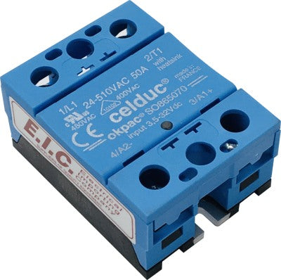 Celduc SSR 24-510VAC 50A 1Ph Control 3.5 - 32VDC with Cover