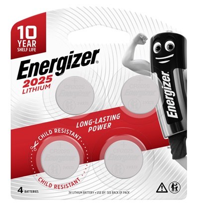Battery Lithium Coin CR 2025 3V 4Pk