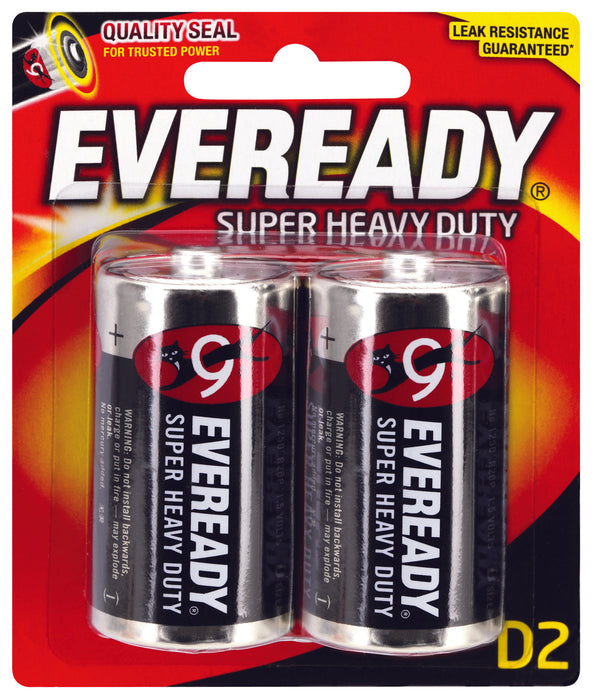 Battery D Size Black 2Pk