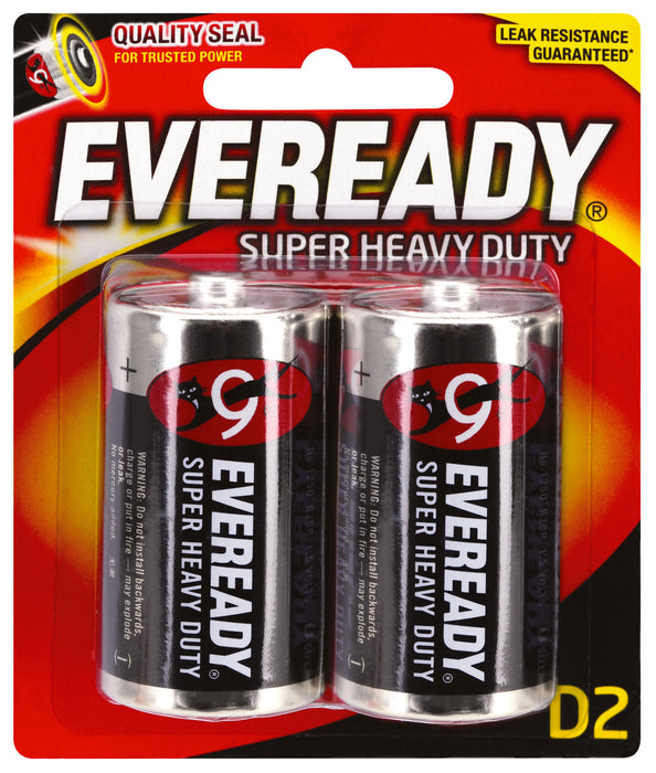 Battery D Size Black 2Pk