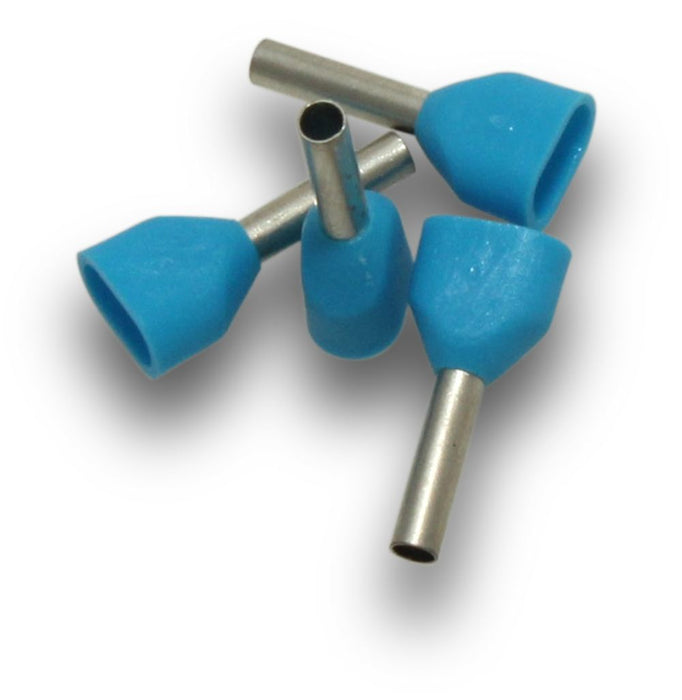 Bootlace Twin Terminal Blue .75mm (Pkt100)