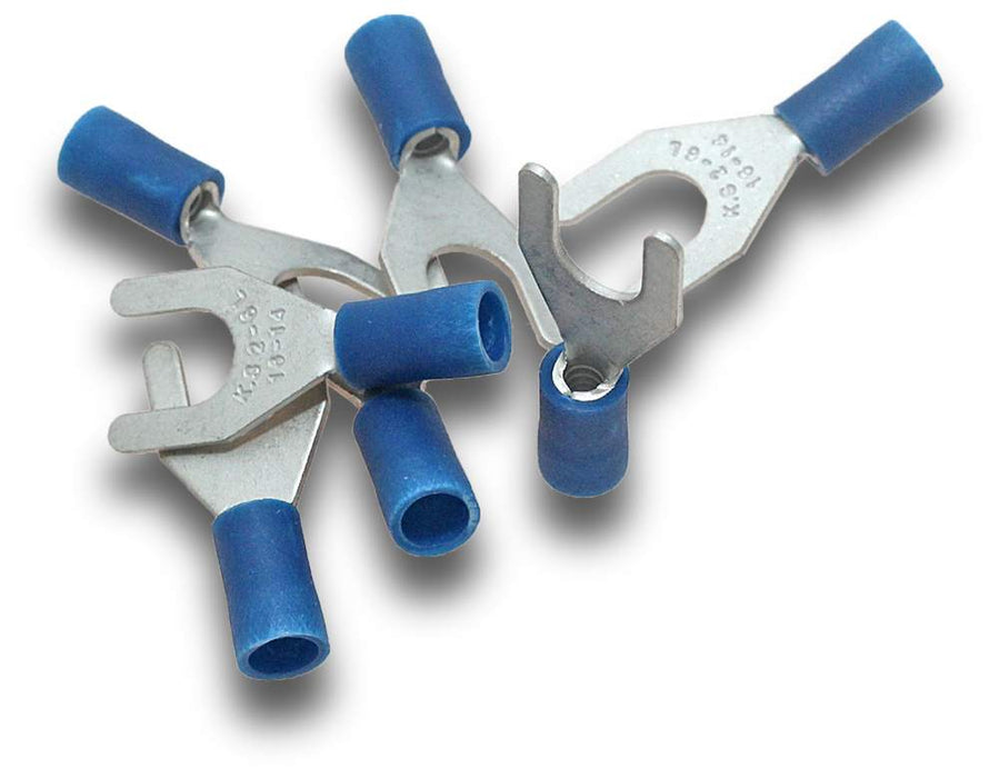 Terminal Fork 4mm Hole Blue (Pkt25)