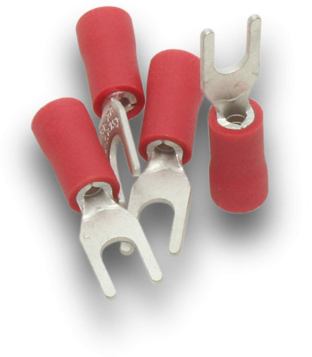Terminal Fork 3mm Hole Red (Pkt100)