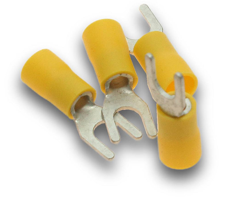 Terminal Fork 6mm Hole Yellow (Pkt10)