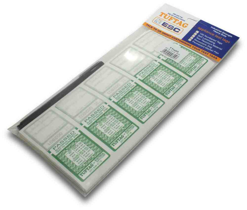 Tuftag Test Tag Heavy Duty Green with Pen (Pkt100)