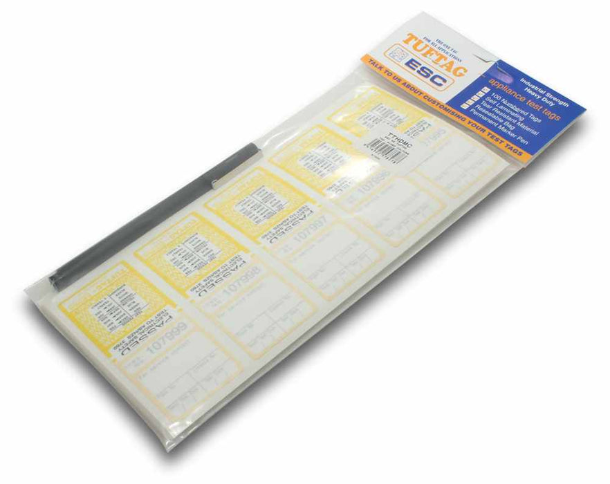 Tuftag Test Tag Heavy Duty 4 Colours with Pen (Pkt100)