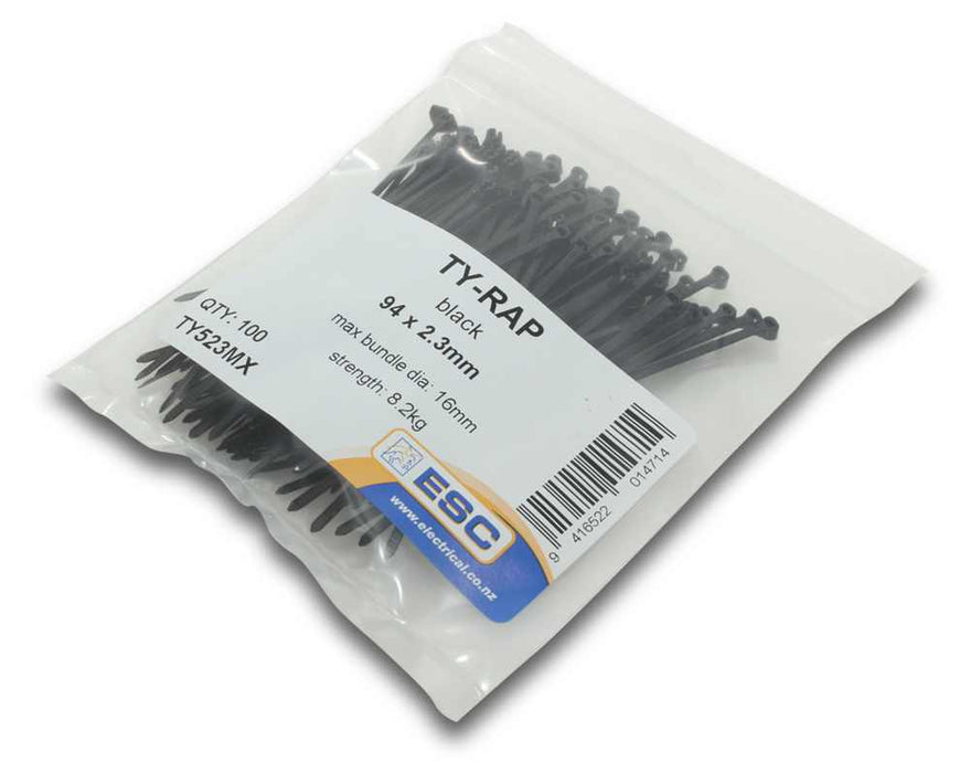 Ty-Rap Cable Tie 92 x 2.3mm Black (Pkt100)