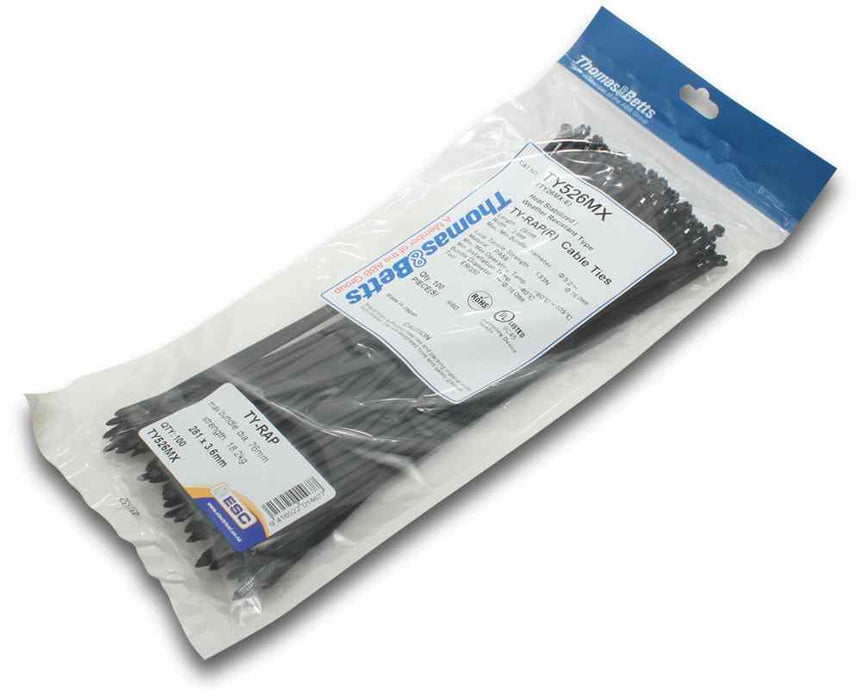 Ty-Rap Cable Tie 281x 3.6mm U/V Black (Pkt100)