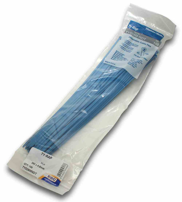 Ty-Rap Detectable Cable Tie 360 x 4.8mm Blue(Pkt100)