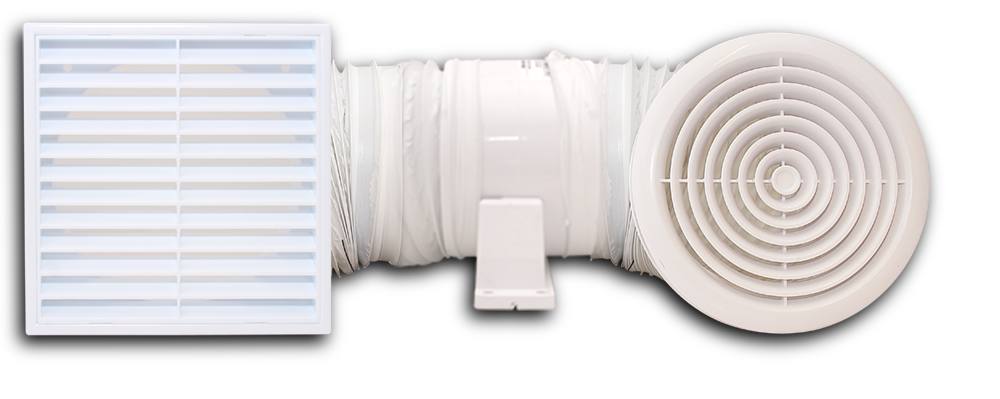 Vents Inline Fan Pack 100mm 107m3hr 3m PVC Duct FG RG