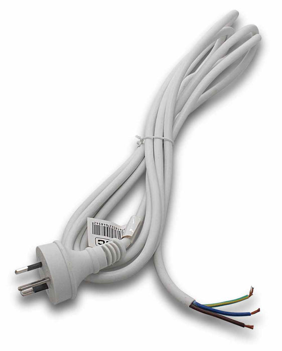 Allied Cord Set 3m White 1mm 3c PVC Flex 3Pin BE Plug