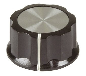 Knob Black Plastic 32mm Dia 6.35mm