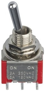 Toggle Sw Mini 1A 230V 1P 2Pos On-On Solder Tag