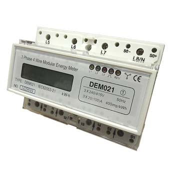 Kilowatt Hour Meter 3Ph 3x 20A 220/380V Din Mnt