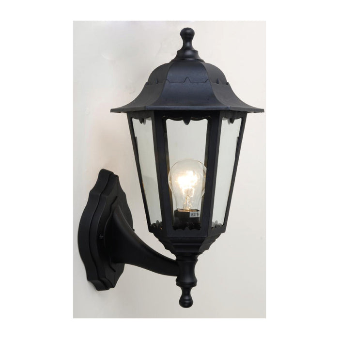 Up/Down Wall Lantern 60W E27 Clear Plastic Black IP54