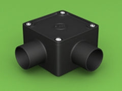 Conduit Junction Box Sq 2 Way 32mm Angle LSZH-FR/HFT Black