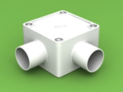 Conduit Junction Box Sq 2 Way 32mm Angle LSZH-FR/HFT White