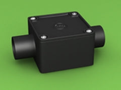 Conduit Junction Box Sq 2 Way 32mm Straight LSZH-FR/HFT Blk