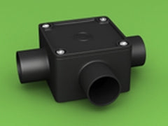 Conduit Junction Box Sq 3 Way 32mm LSZH-FR/HFT Black