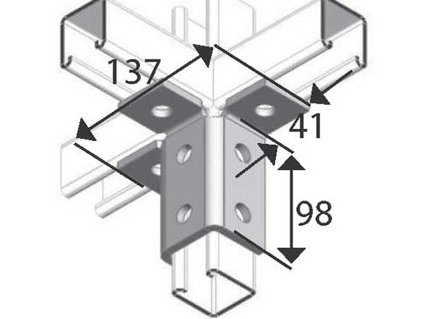 Corner Angle Connector 3 Way 5 Bolt Hot Dip Galvanised