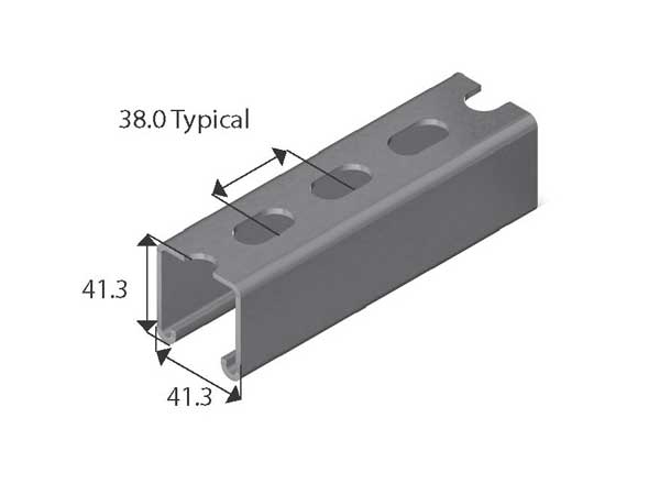 Channel MS Slotted 41mm x 41mm x 2.5mm Single Pre-Galvanised
