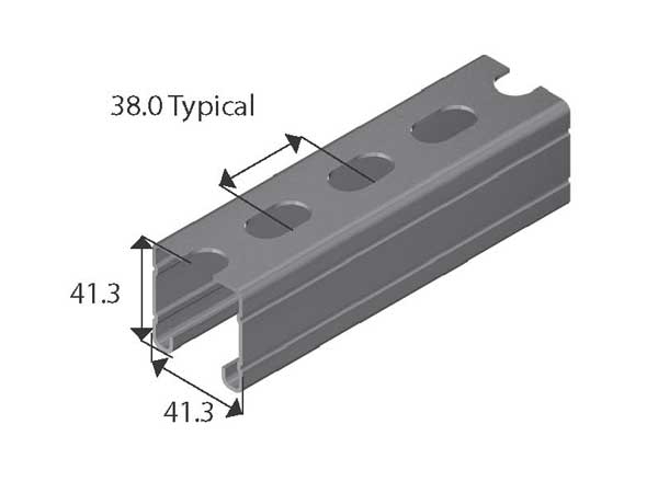 Channel MS Slotted 41mm x 41mm x 2mm Single Pre-Galvanised